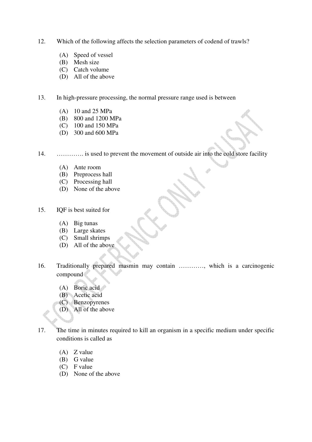 CUSAT CAT 2023 FISHERIES Question Paper - Page 3