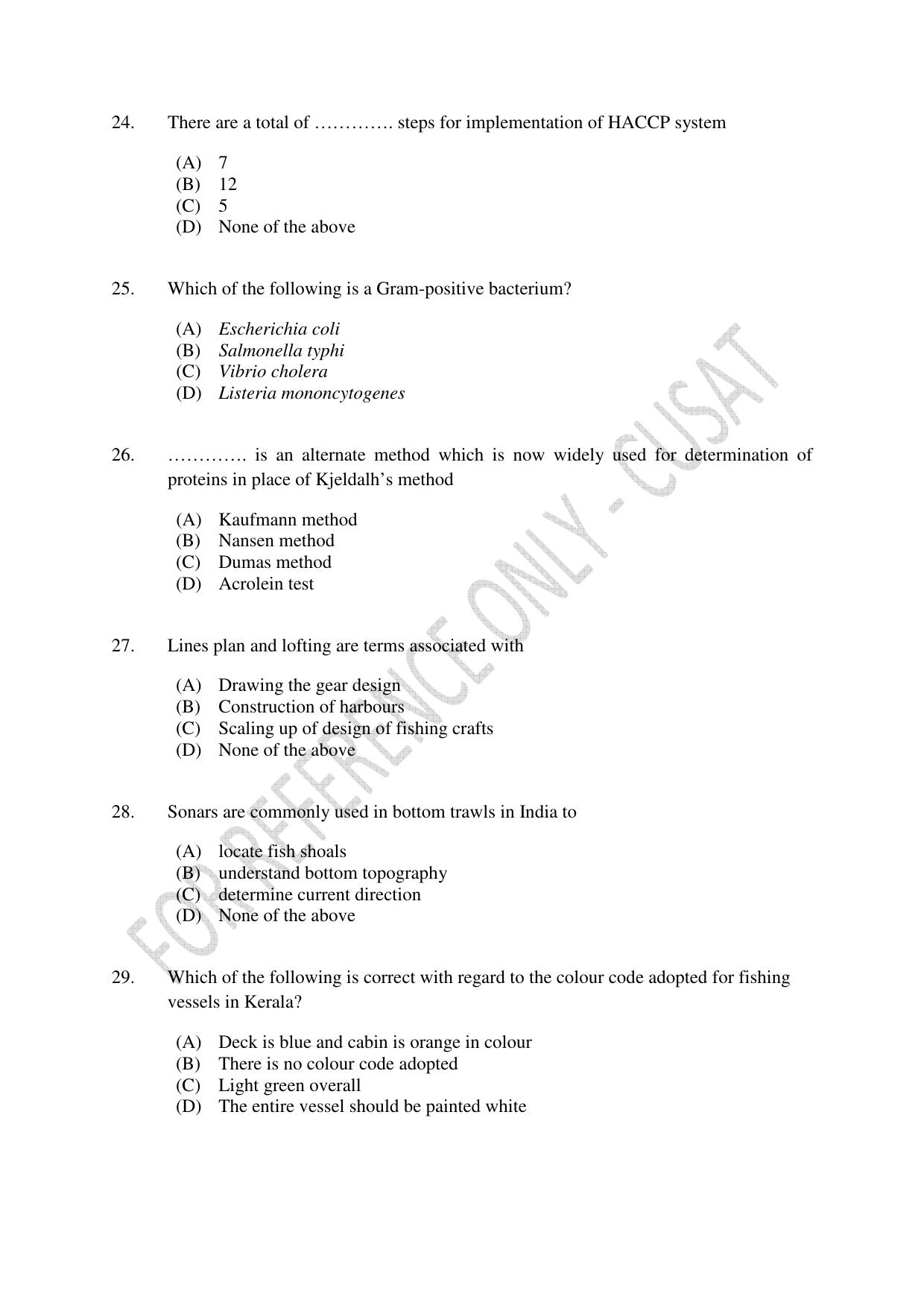 CUSAT CAT 2023 FISHERIES Question Paper - Page 5