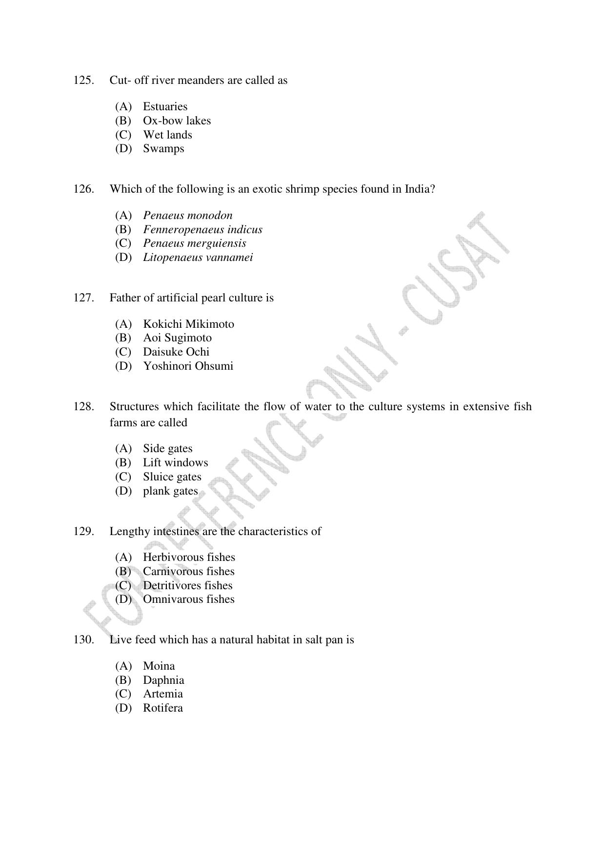 CUSAT CAT 2023 FISHERIES Question Paper - Page 23