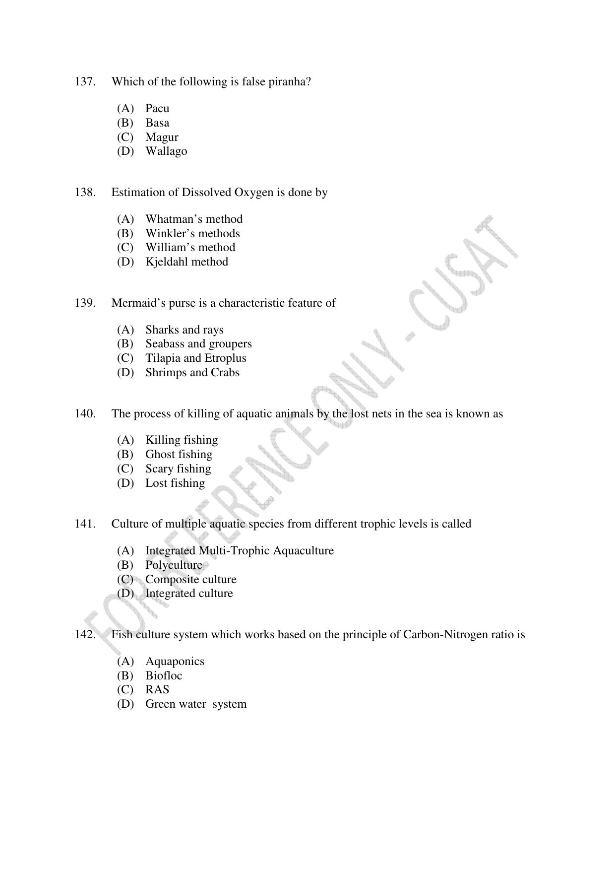 CUSAT CAT 2023 FISHERIES Question Paper - Page 25