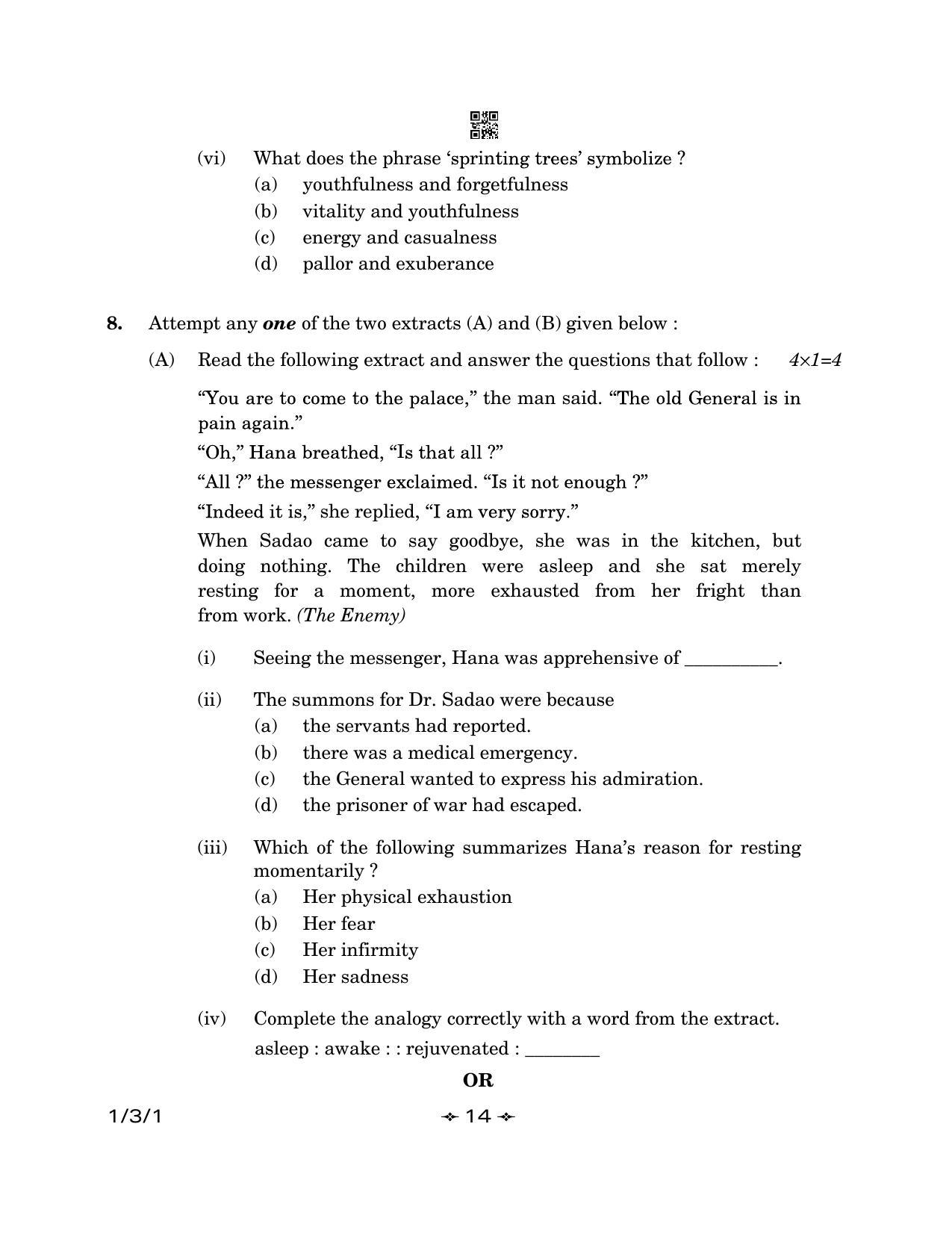 CBSE Class 12 1-3-1 English Core 2023 Question Paper - Page 14