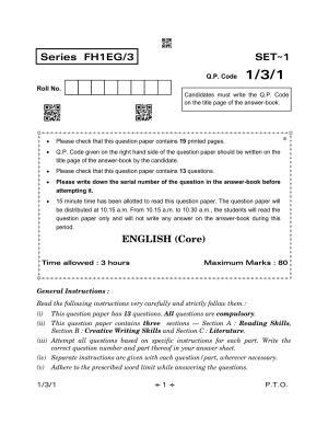 CBSE Class 12 1-3-1 English Core 2023 Question Paper
