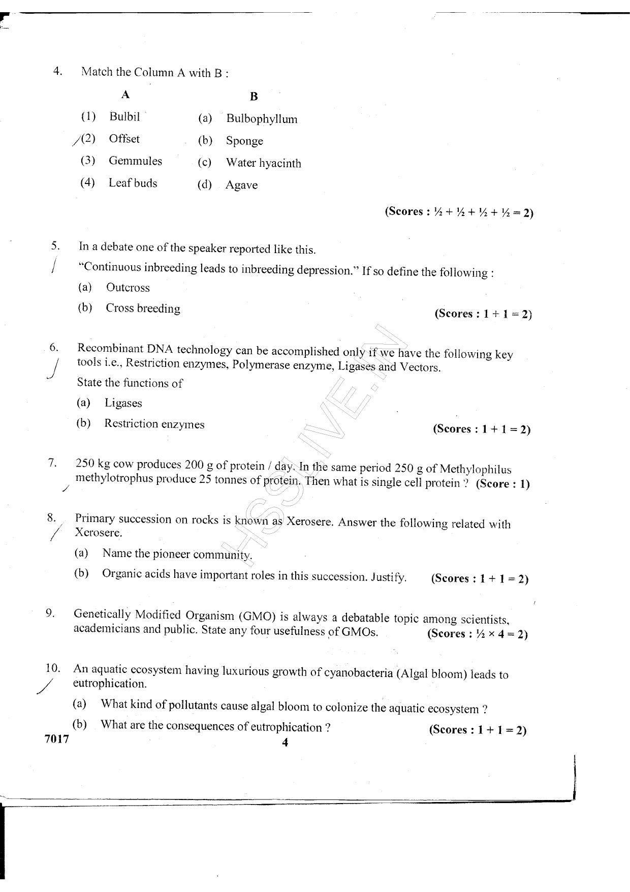 Kerala Plus Two 2015 Biology Question Paper - Page 3