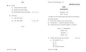 Meghalaya Board (MBOSE) Class 11 Statistics (theory) 2022 Question Paper