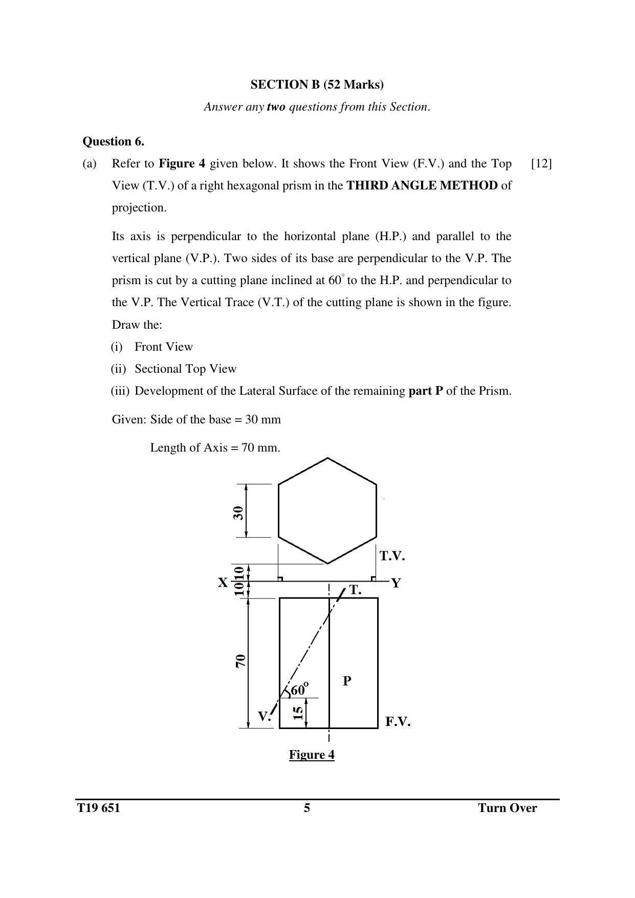 ISC Class 12 2019 Technical Drawing Applications Question Paper - Page 5