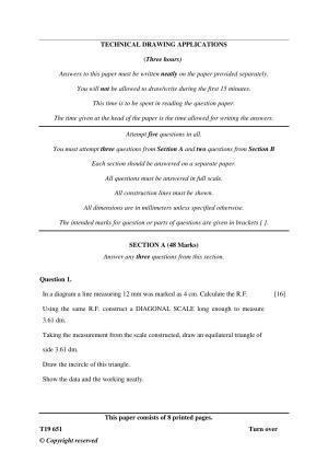 ISC Class 12 2019 Technical Drawing Applications Question Paper