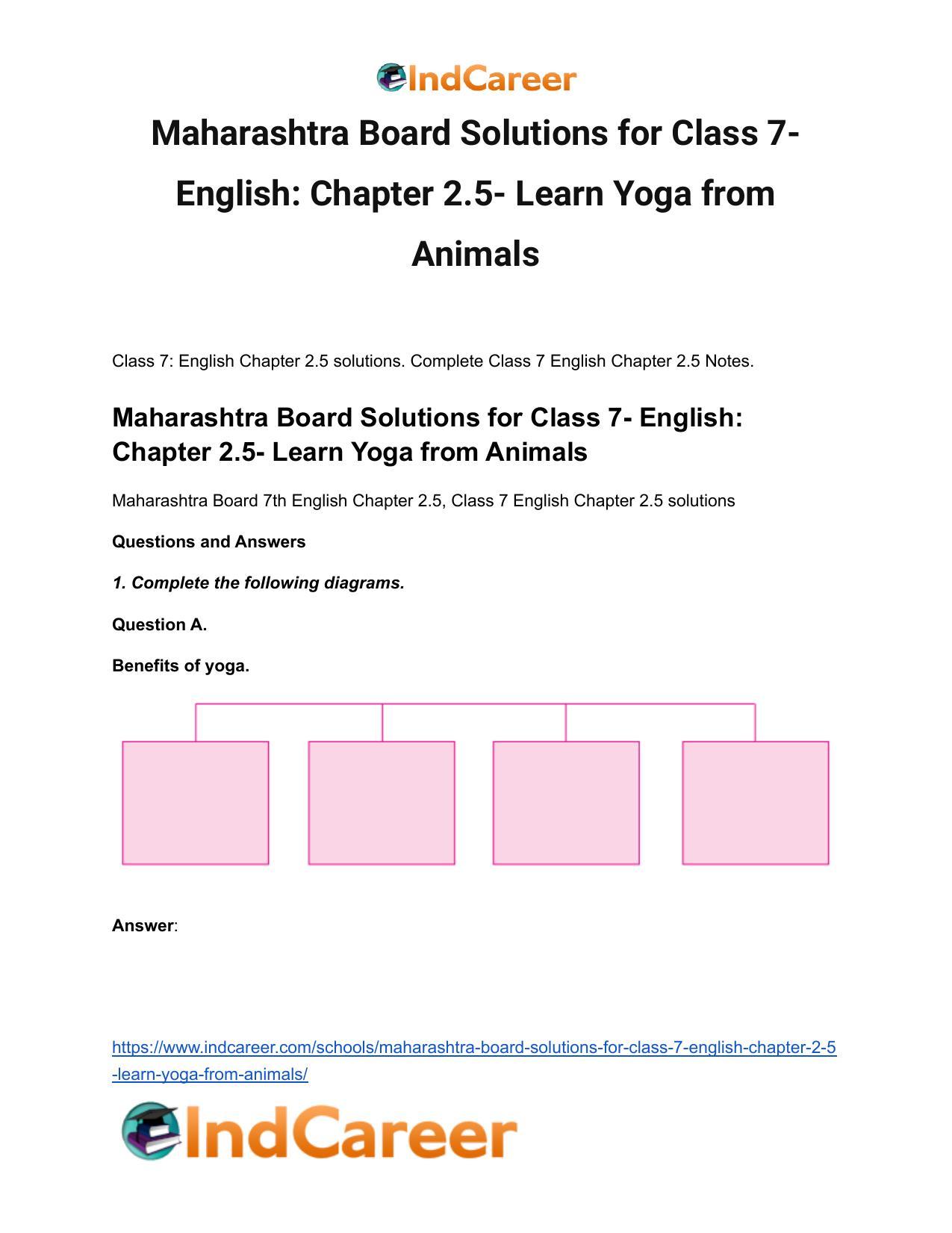 Maharashtra Board Solutions for Class 7- English: Chapter 2.5- Learn Yoga from Animals - Page 2