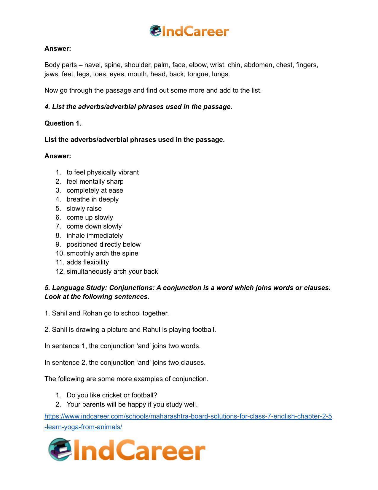 Maharashtra Board Solutions for Class 7- English: Chapter 2.5- Learn Yoga from Animals - Page 5