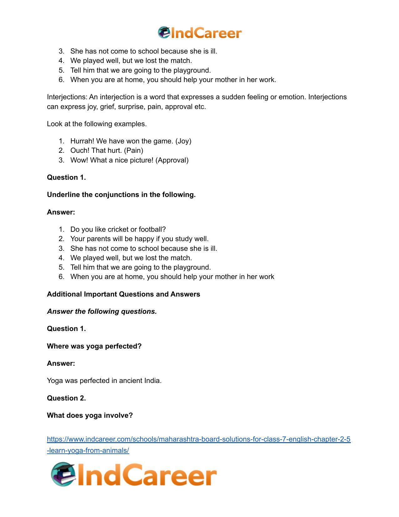 Maharashtra Board Solutions for Class 7- English: Chapter 2.5- Learn Yoga from Animals - Page 6