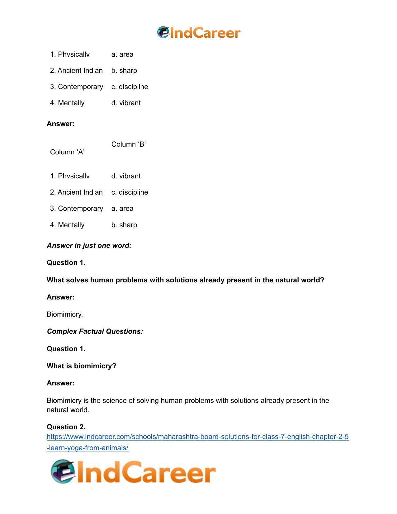 Maharashtra Board Solutions for Class 7- English: Chapter 2.5- Learn Yoga from Animals - Page 10