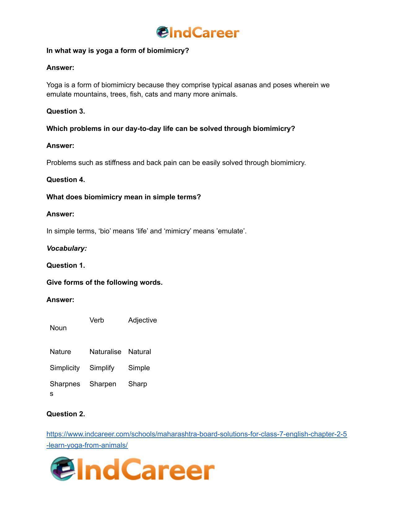 Maharashtra Board Solutions for Class 7- English: Chapter 2.5- Learn Yoga from Animals - Page 11
