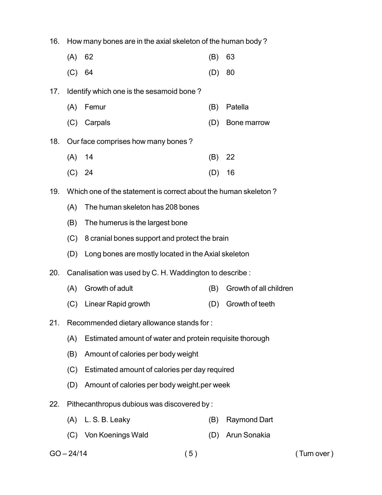 Odisha CPET 2024 ANTHROPOLOGY (SCIENCE) Question Paper - Page 5