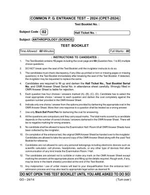 Odisha CPET 2024 ANTHROPOLOGY (SCIENCE) Question Paper