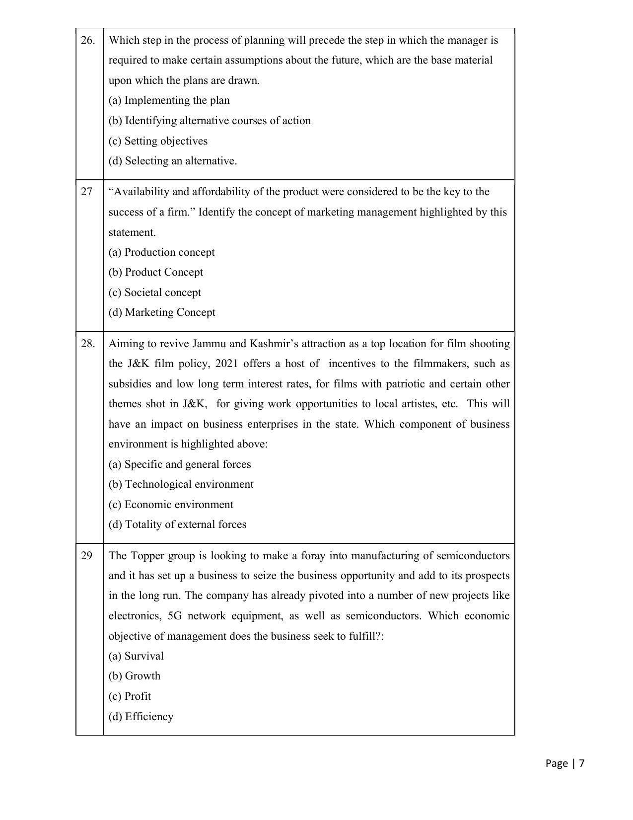 CBSE Class 12th Business Studies Sample Question Paper 2021-22 - Page 7