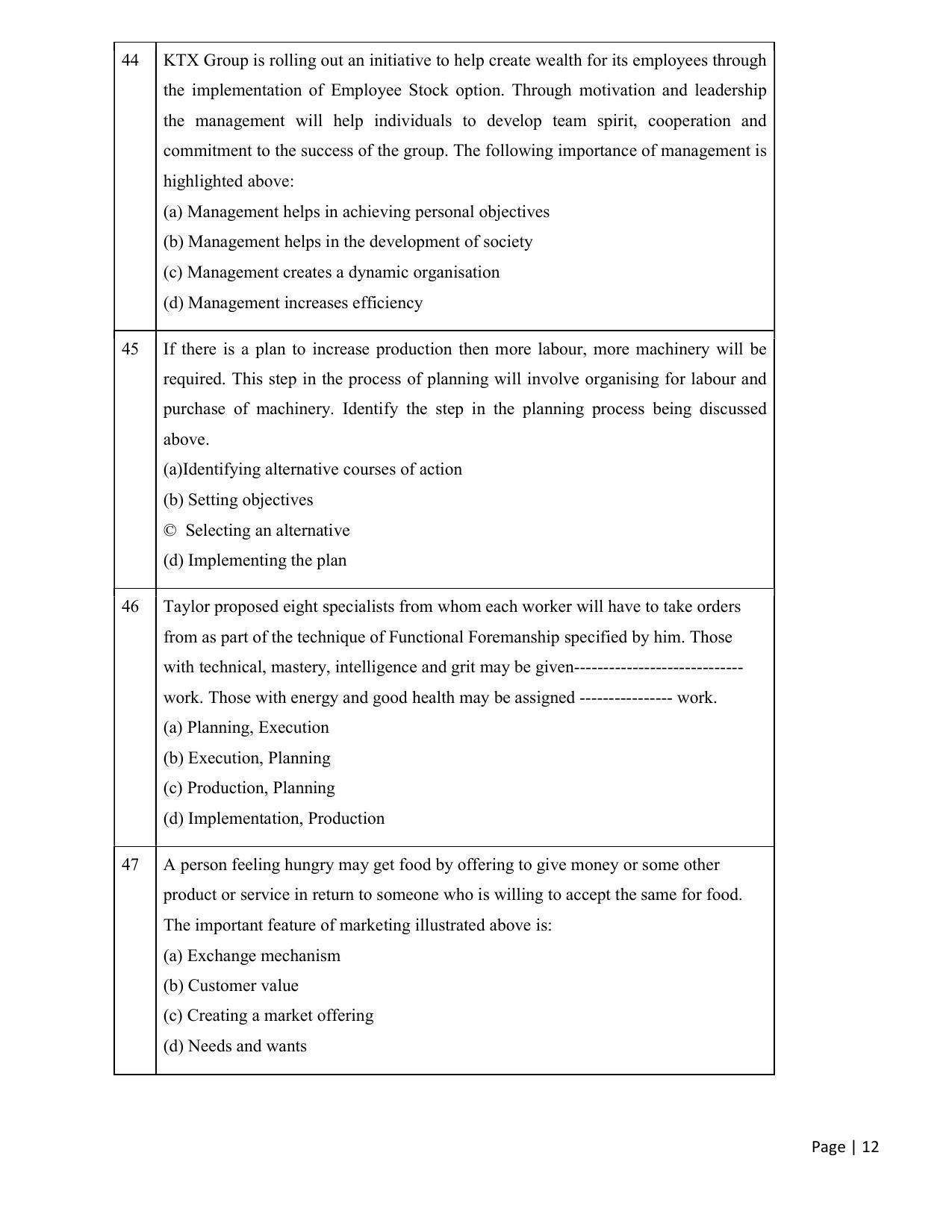 CBSE Class 12th Business Studies Sample Question Paper 2021-22 - Page 12