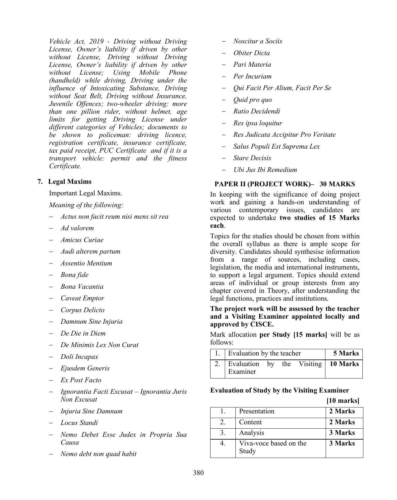 ISC Class XI & XII Legal Studies Syllabus - Page 7