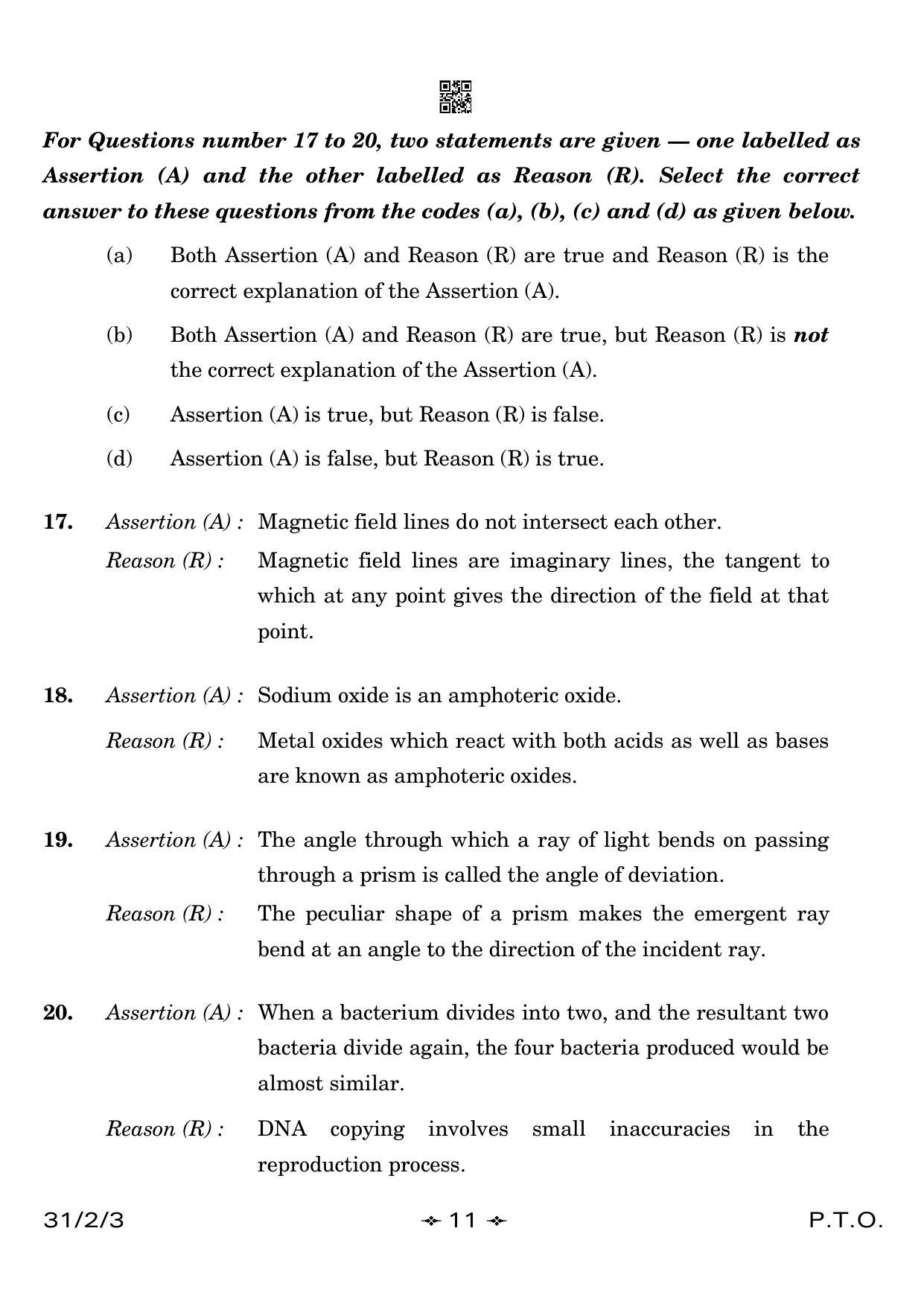 CBSE Class 10 31-2-3 Science 2023 Question Paper - Page 11