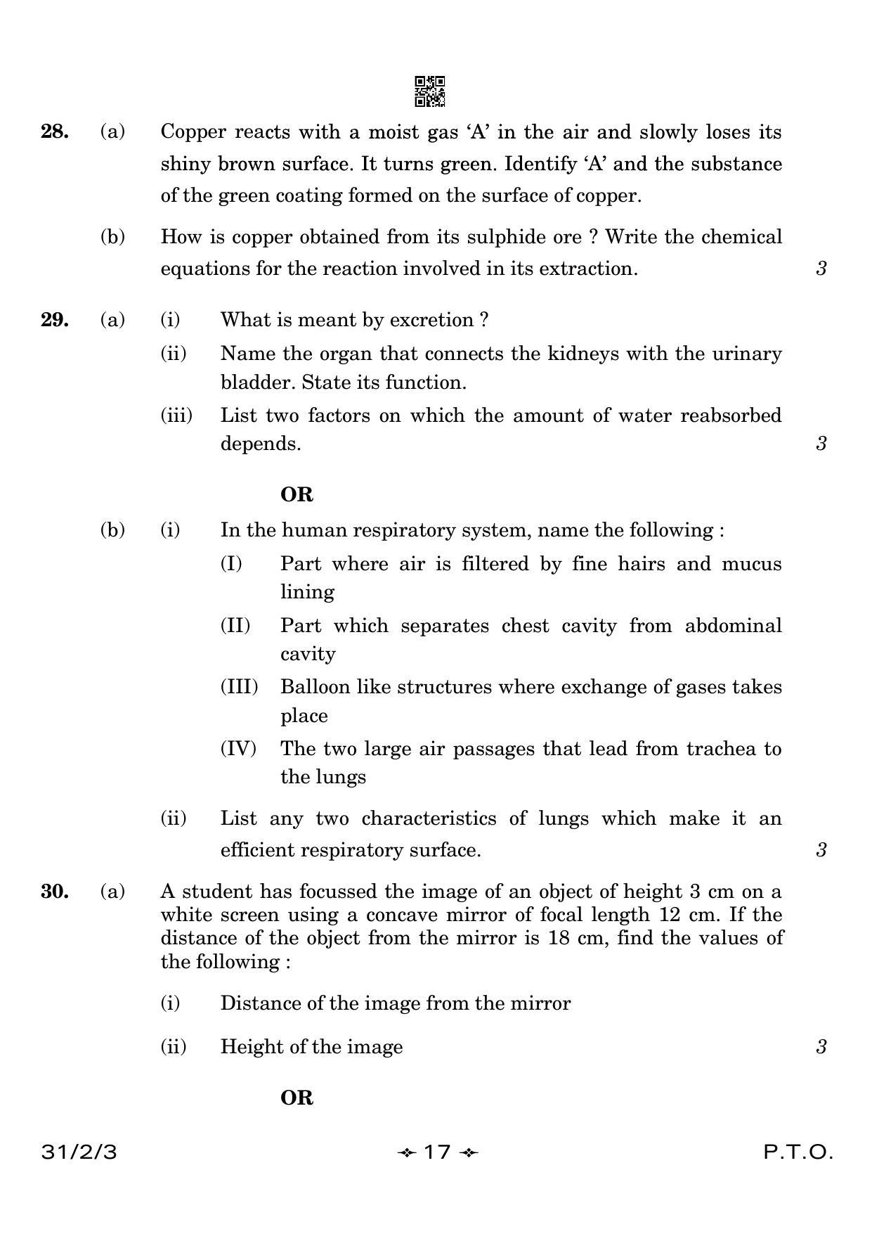 CBSE Class 10 31-2-3 Science 2023 Question Paper - Page 17