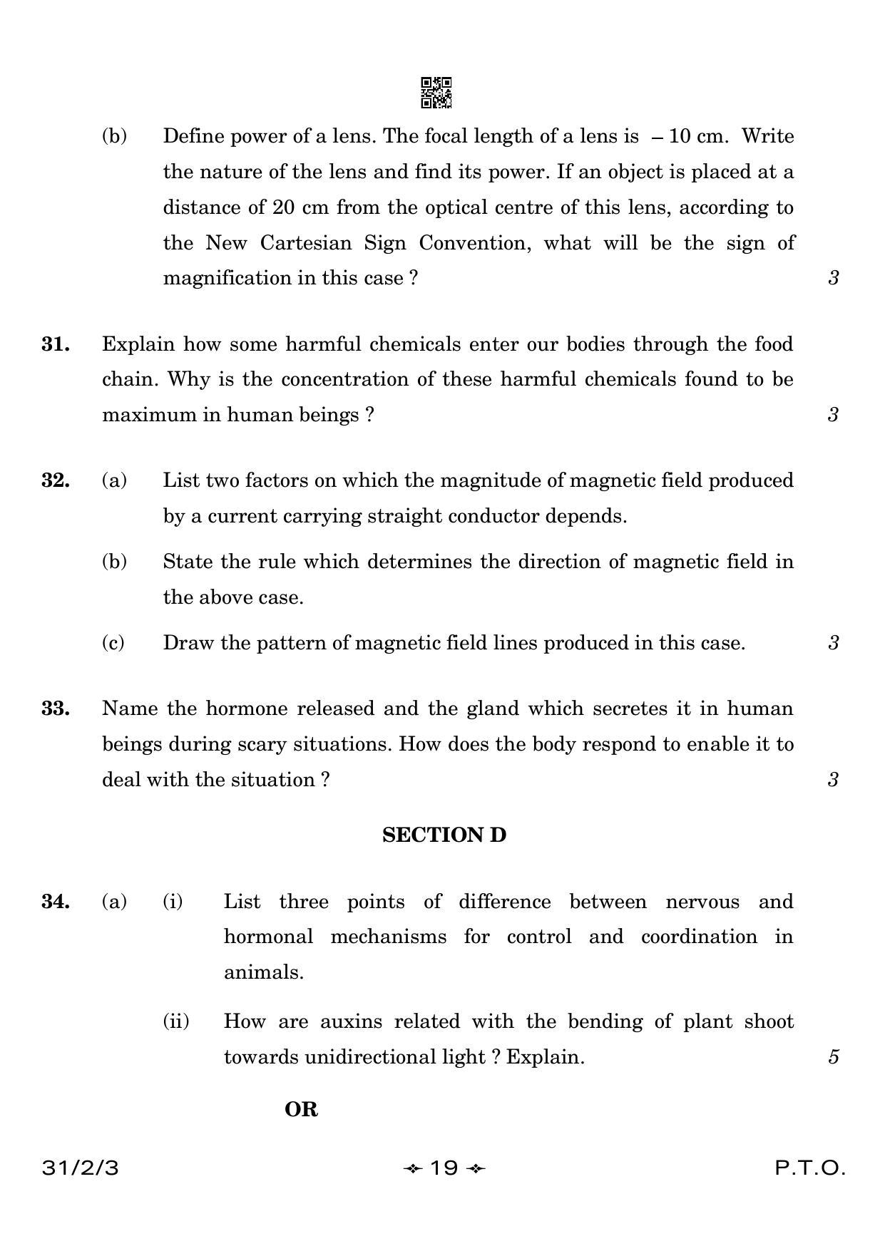 CBSE Class 10 31-2-3 Science 2023 Question Paper - Page 19
