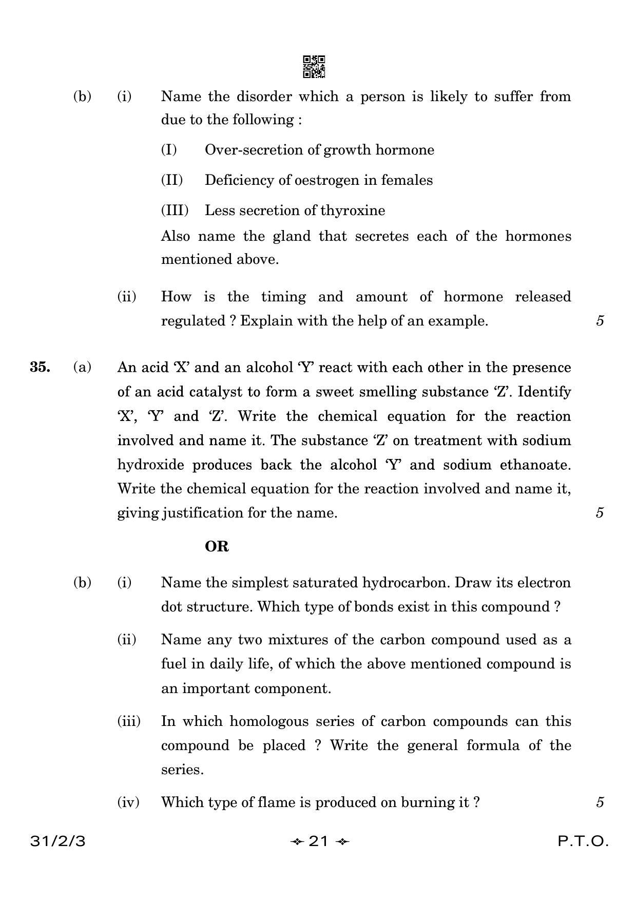 CBSE Class 10 31-2-3 Science 2023 Question Paper - Page 21