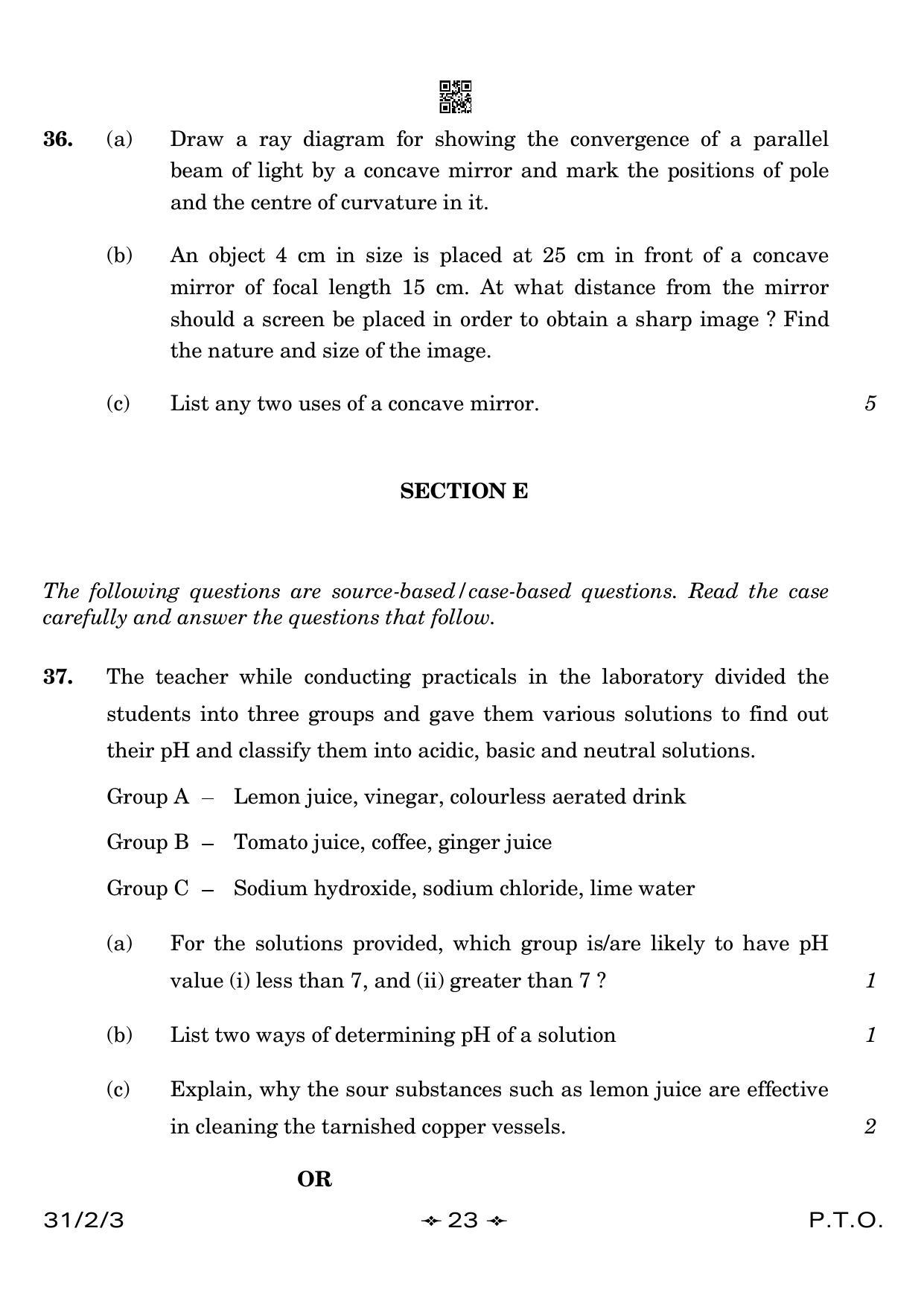 CBSE Class 10 31-2-3 Science 2023 Question Paper - Page 23
