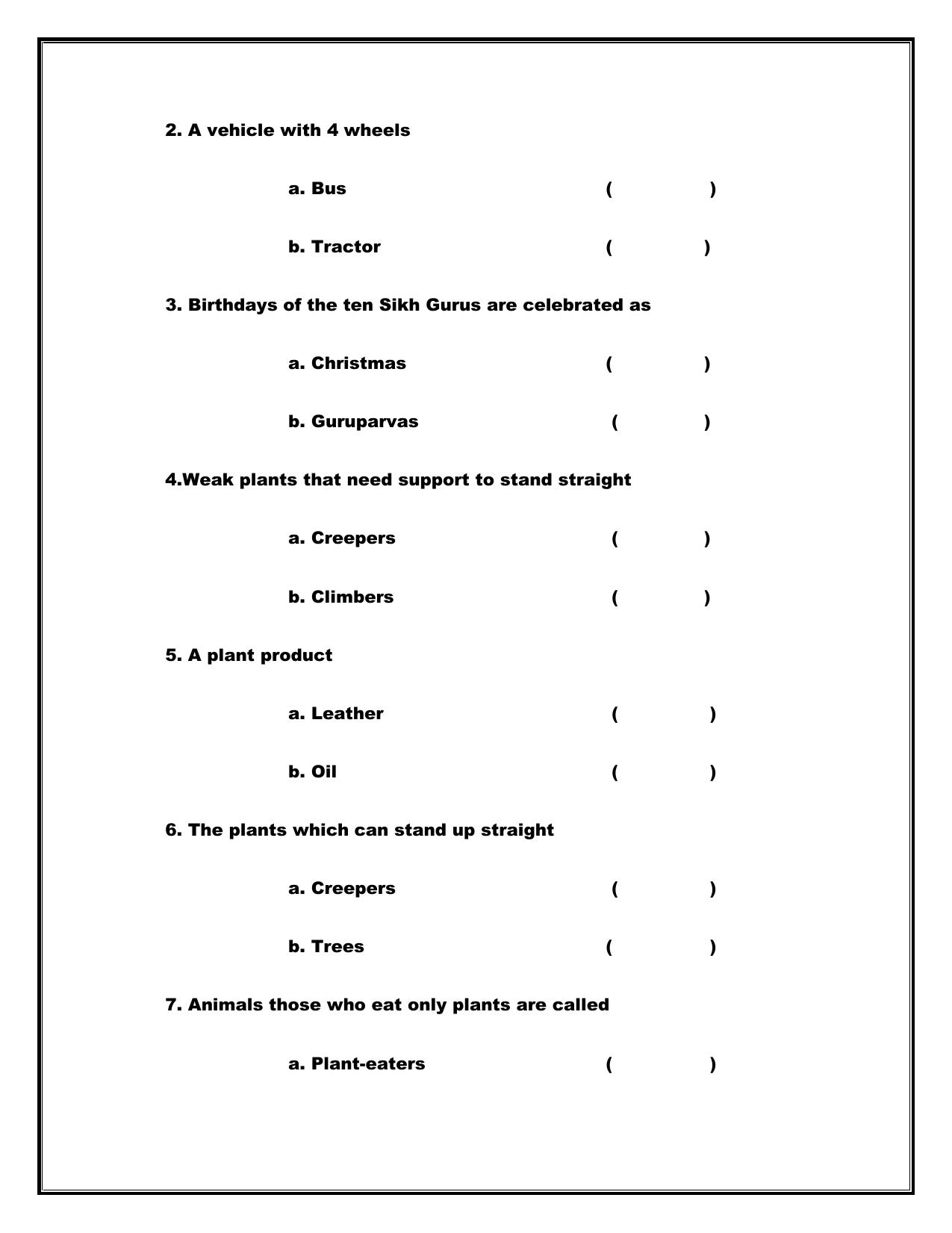 Worksheet for Class 1 Social Studies Assignment 2 - Page 8