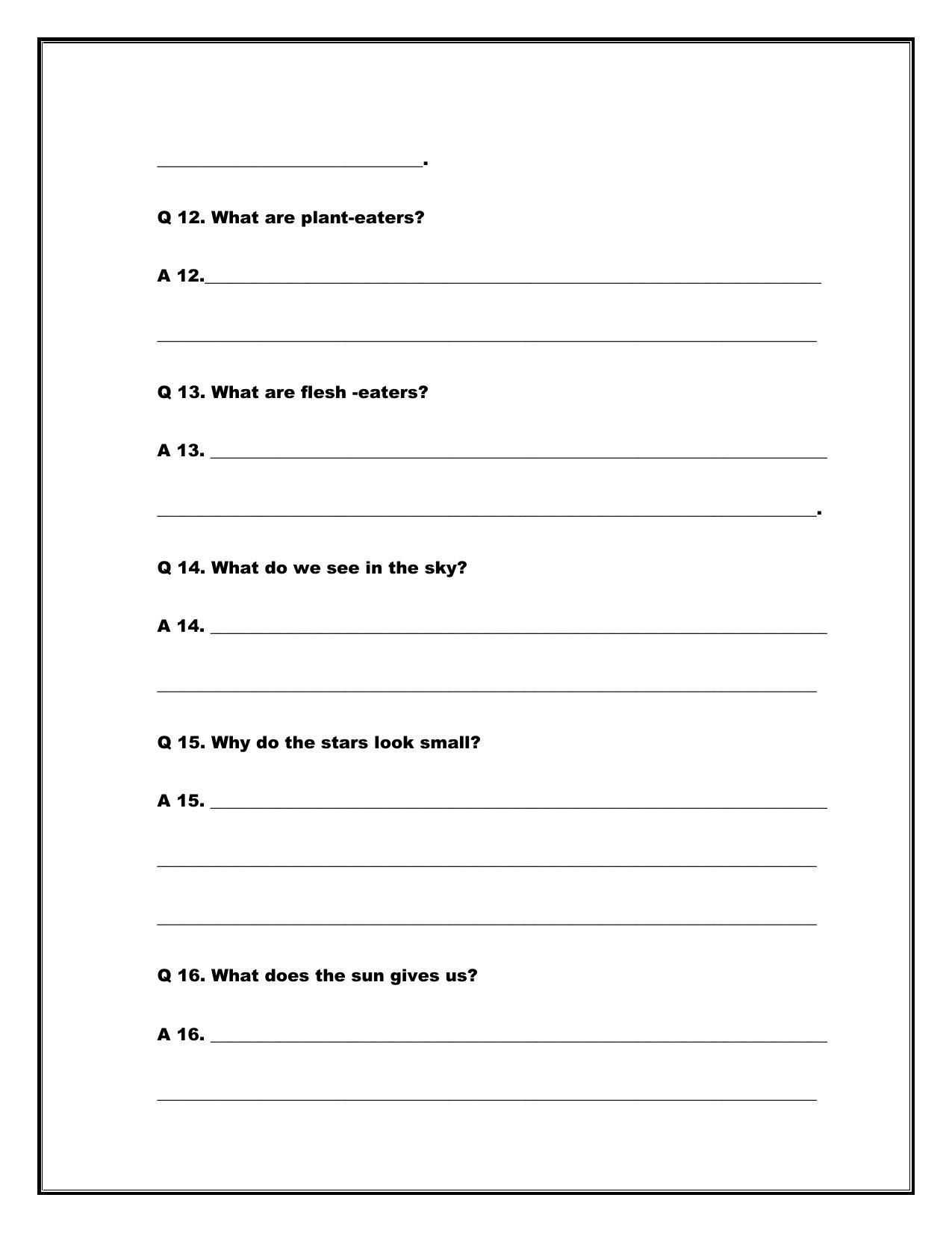 Worksheet for Class 1 Social Studies Assignment 2 - Page 13