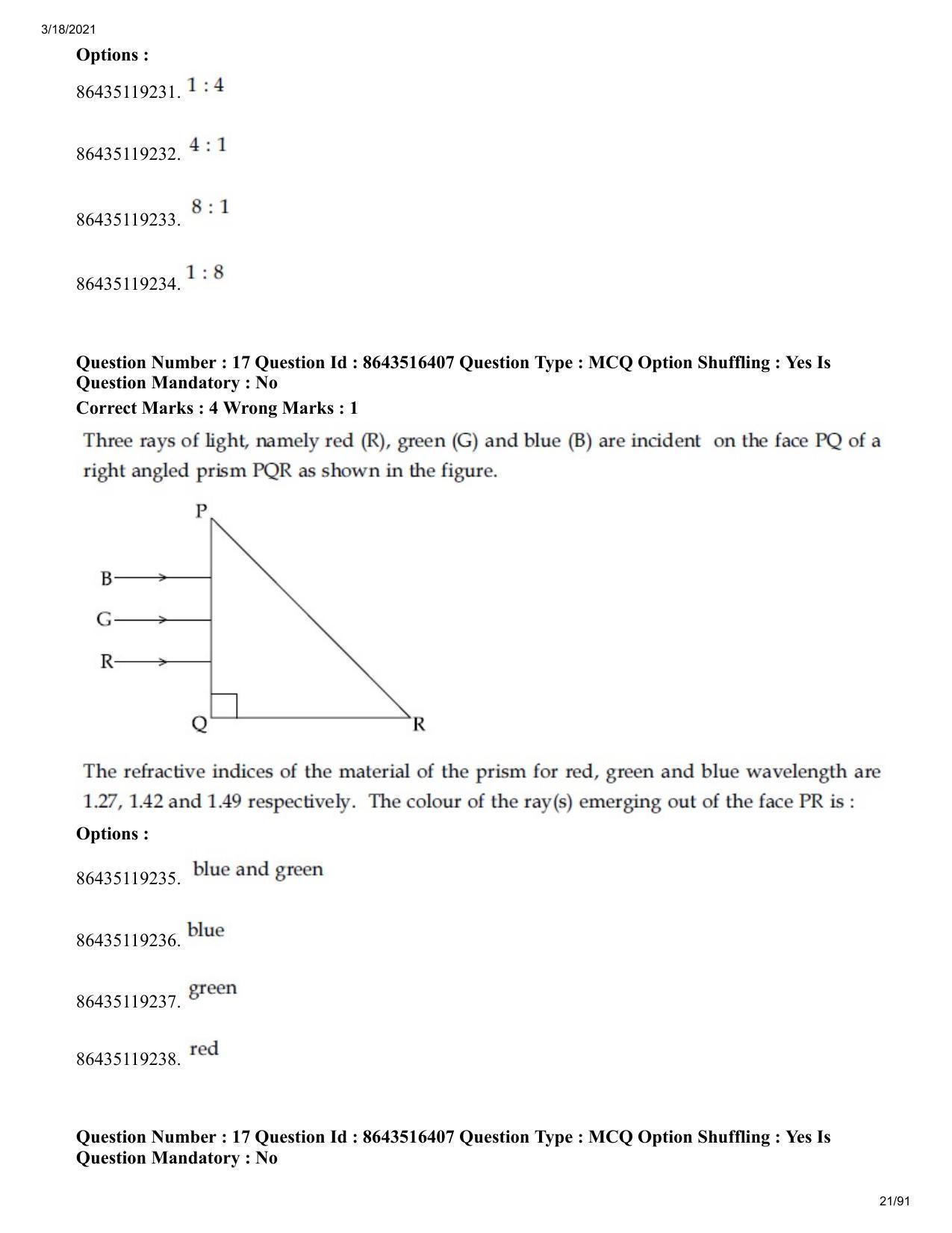 JEE Mains 2021: BTech ET (Shift 2) 18-03-2021 Question Paper - Page 21