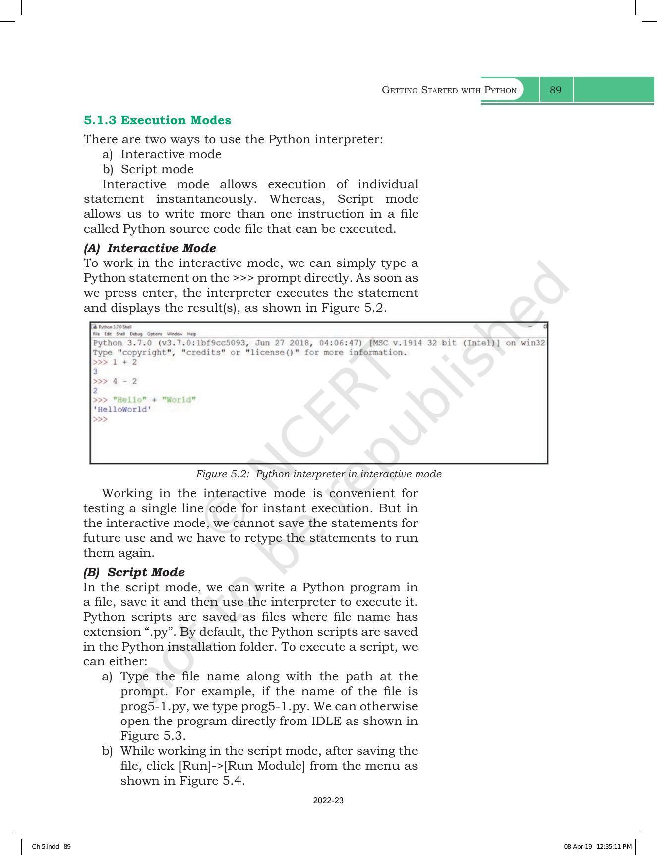 NCERT Book for Class 11 Computer Science Chapter 5 Getting Started with Python - Page 3