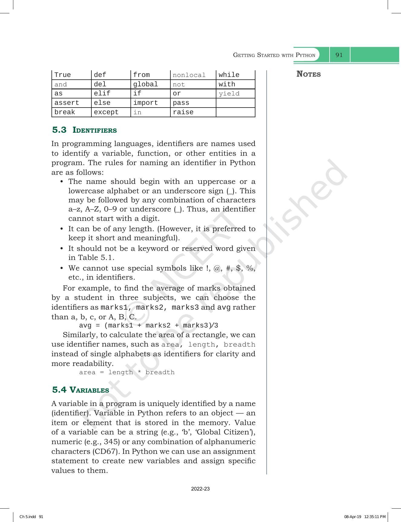 NCERT Book for Class 11 Computer Science Chapter 5 Getting Started with Python - Page 5