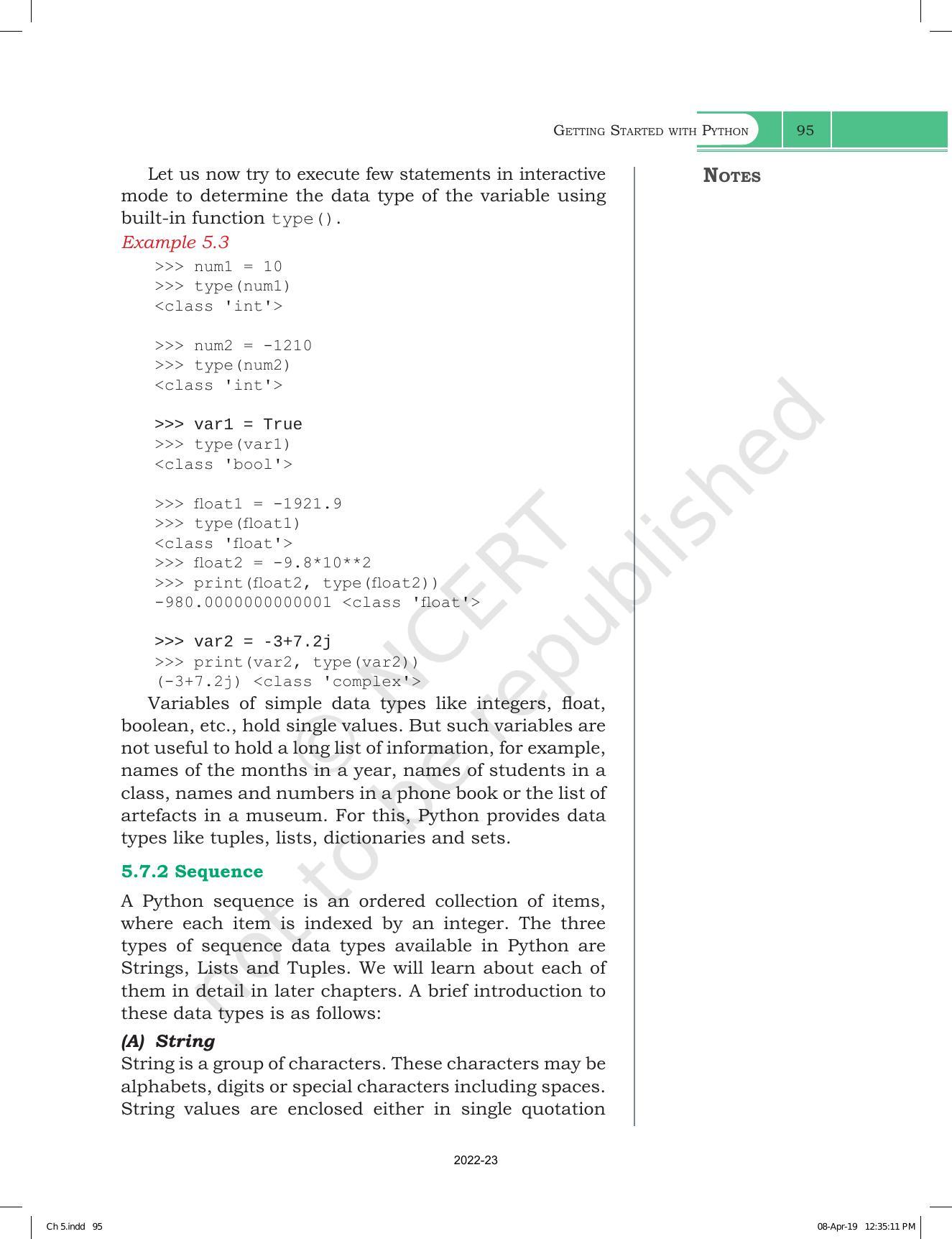 NCERT Book for Class 11 Computer Science Chapter 5 Getting Started with Python - Page 9