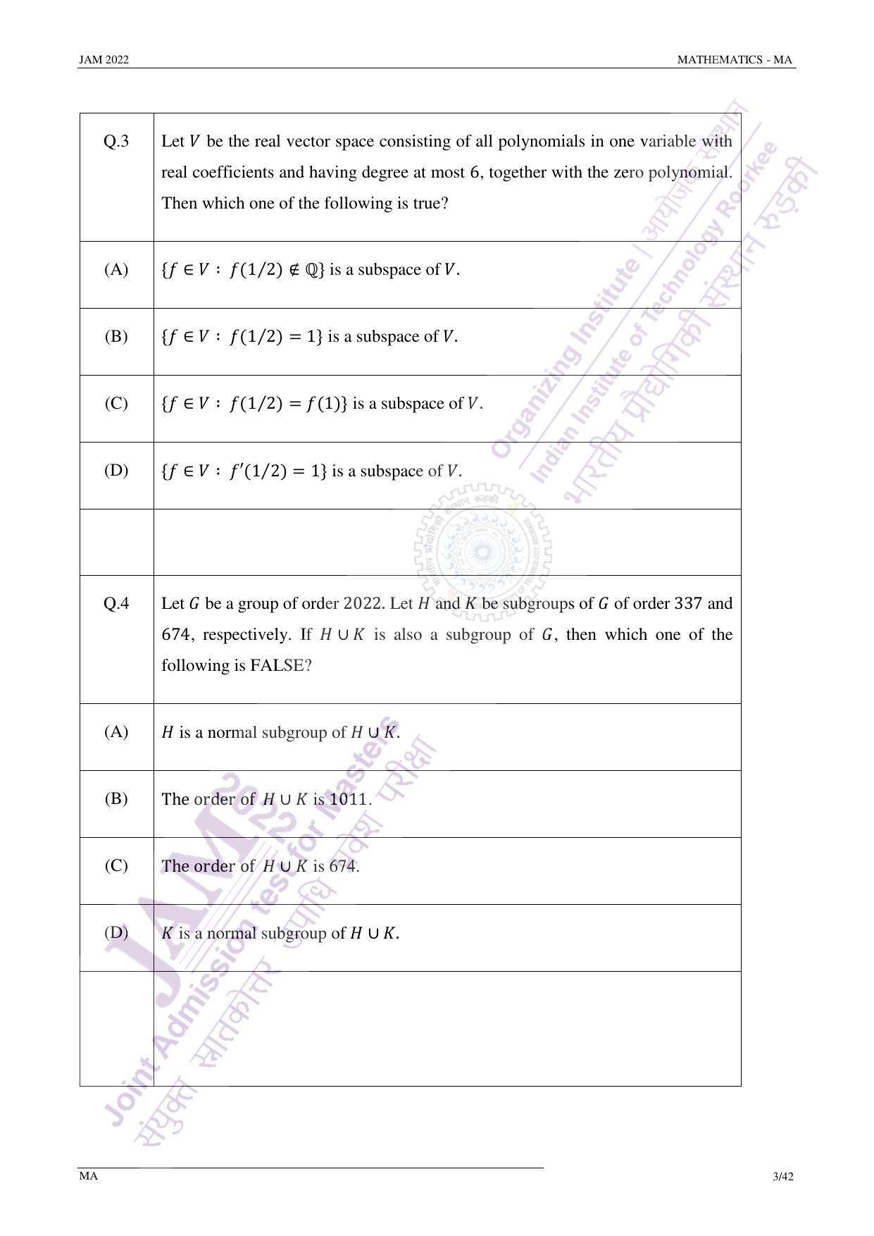 JAM 2022: MA Question Paper - Page 3