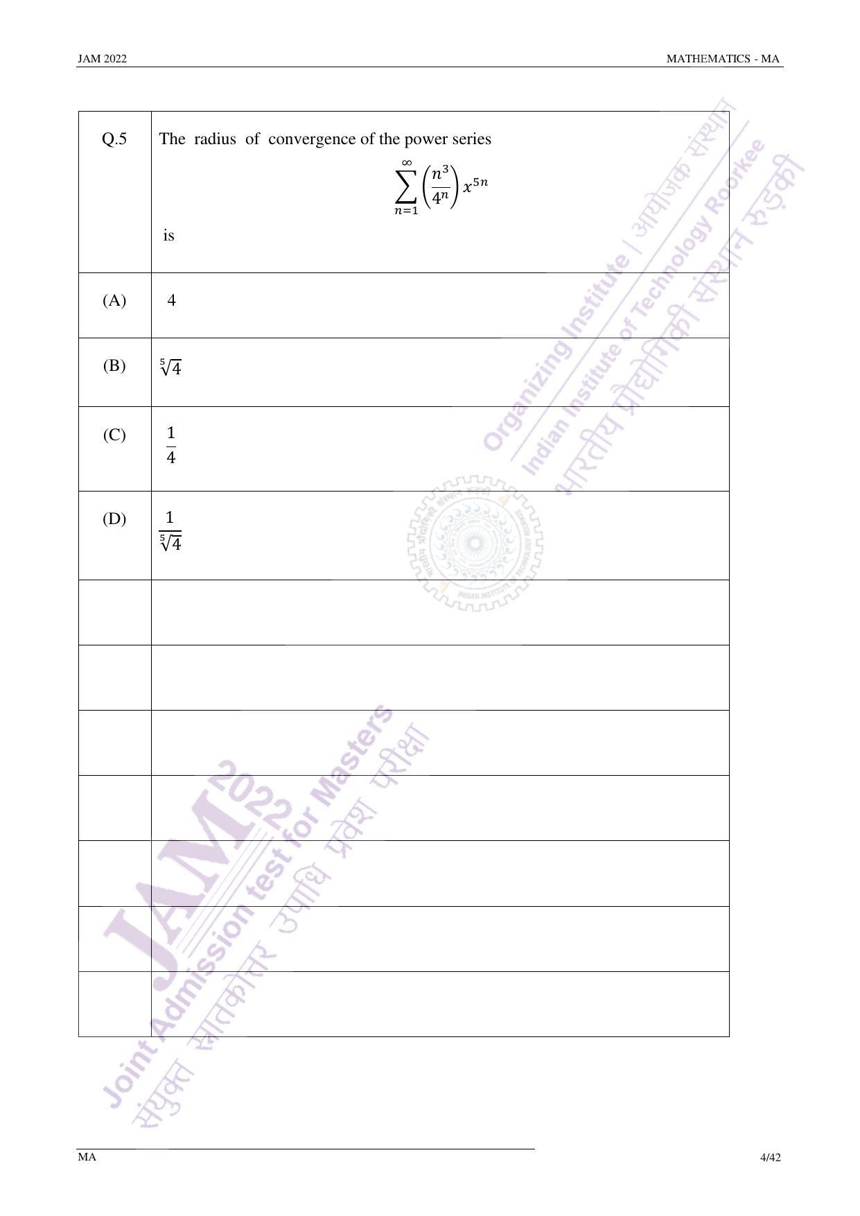 JAM 2022: MA Question Paper - Page 4