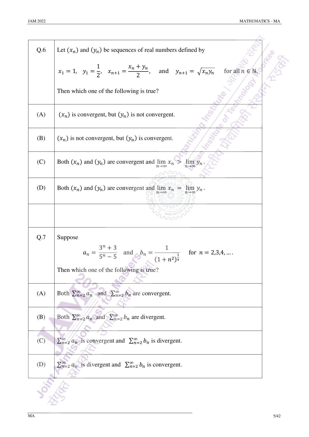 JAM 2022: MA Question Paper - Page 5