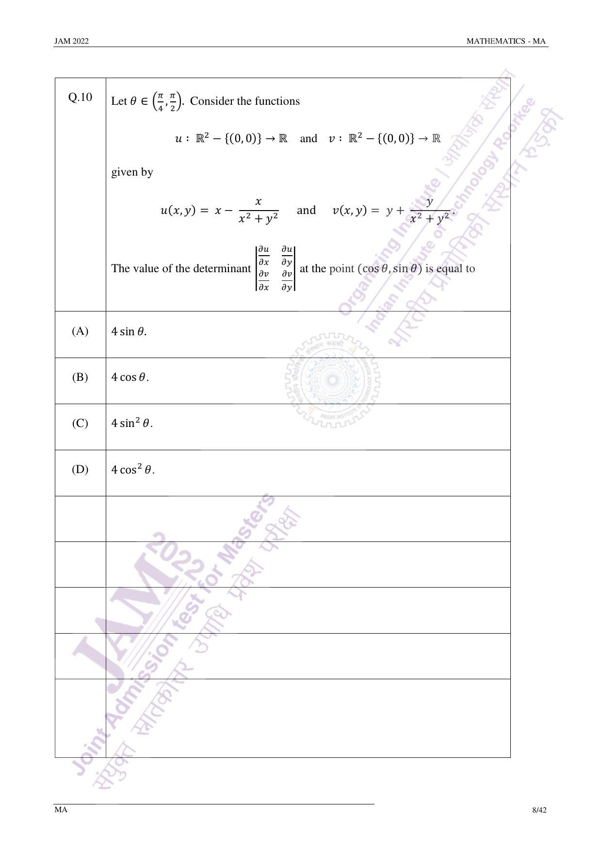JAM 2022: MA Question Paper - Page 8