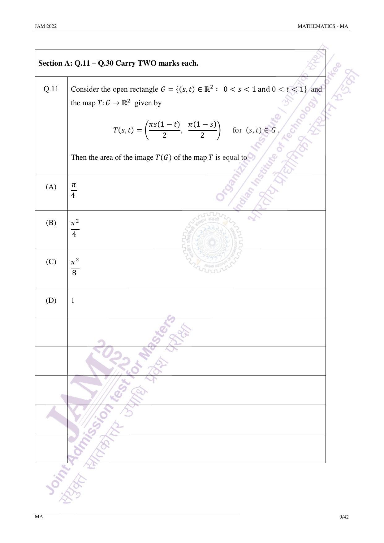 JAM 2022: MA Question Paper - Page 9