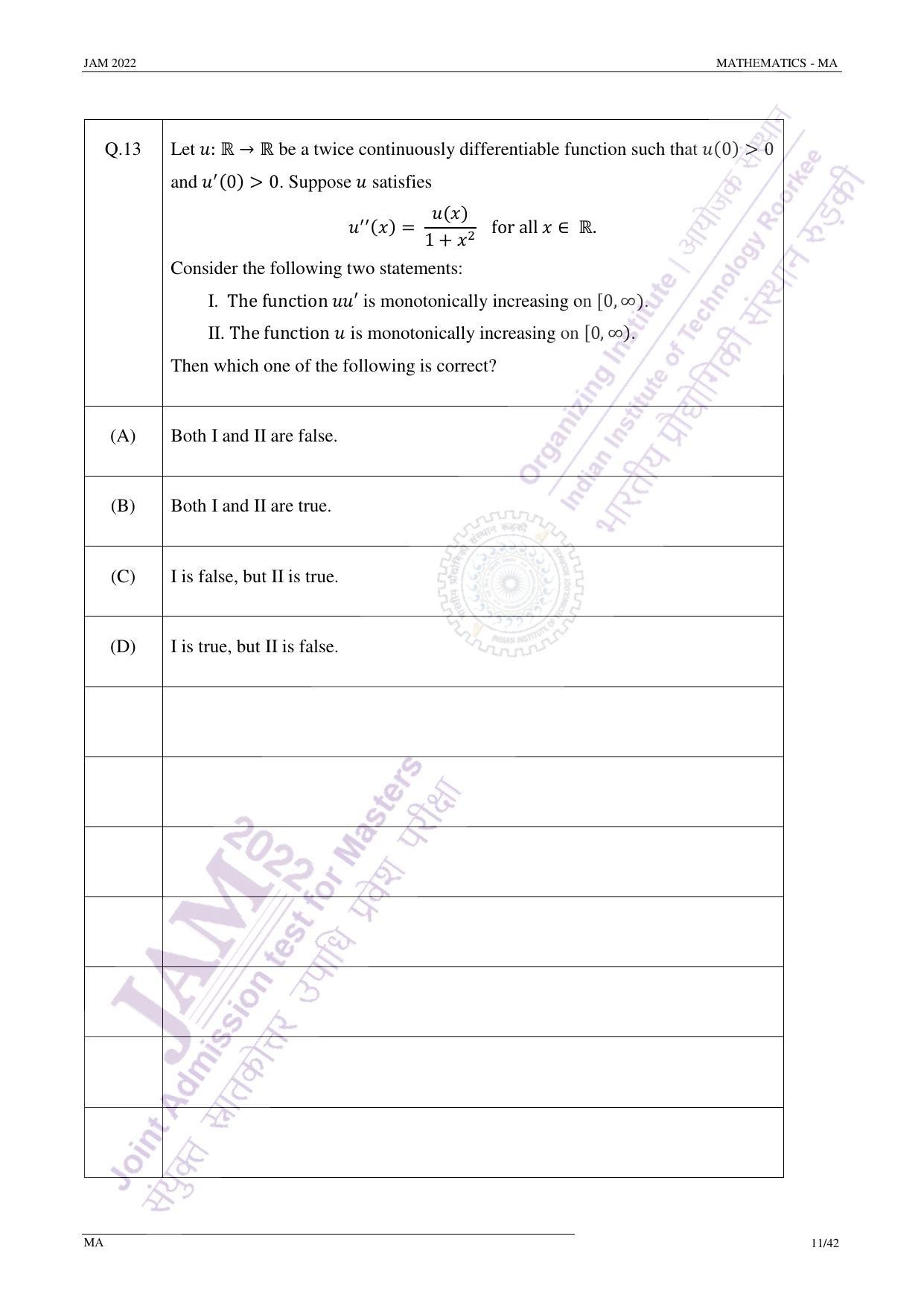 JAM 2022: MA Question Paper - Page 11