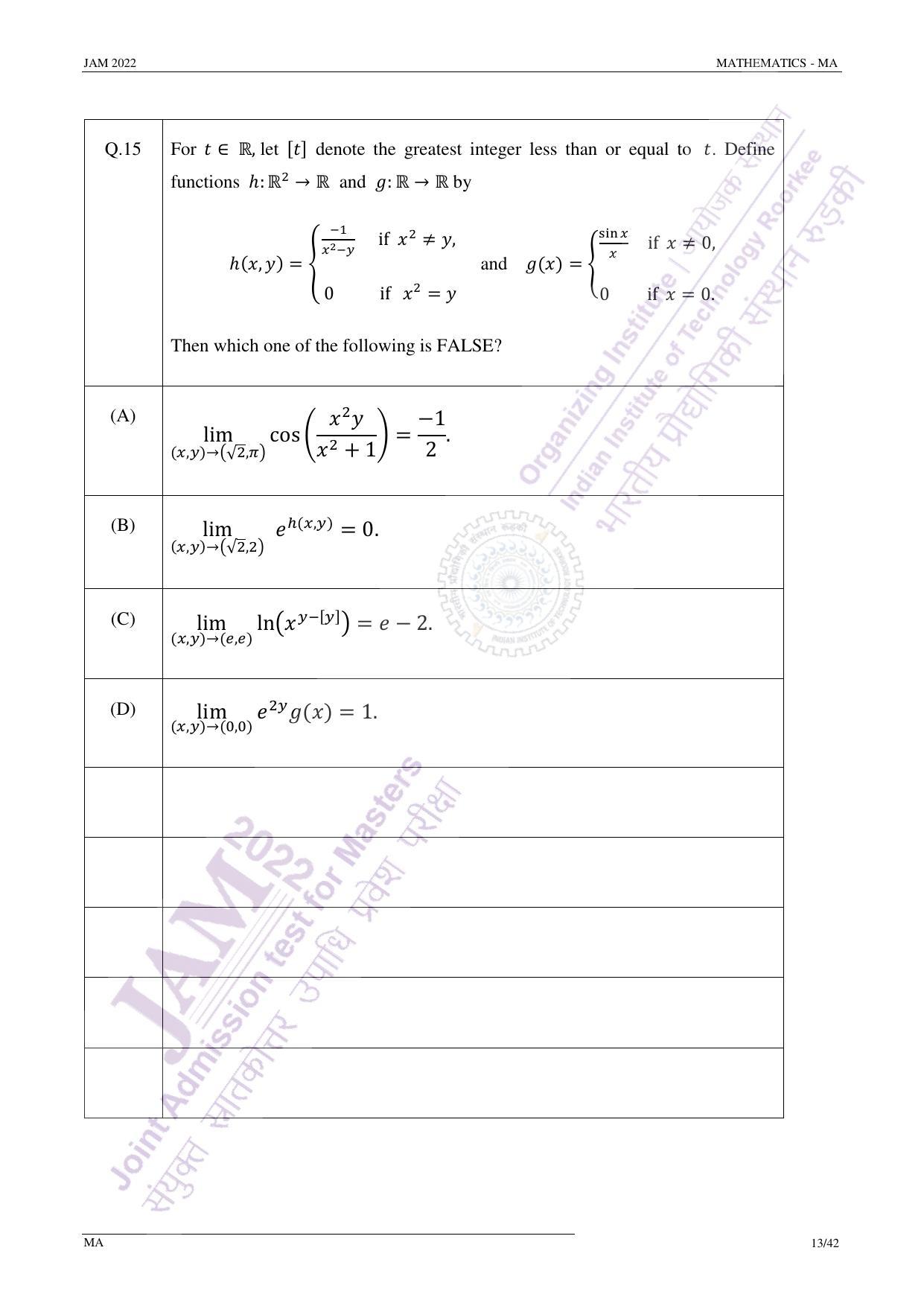 JAM 2022: MA Question Paper - Page 13