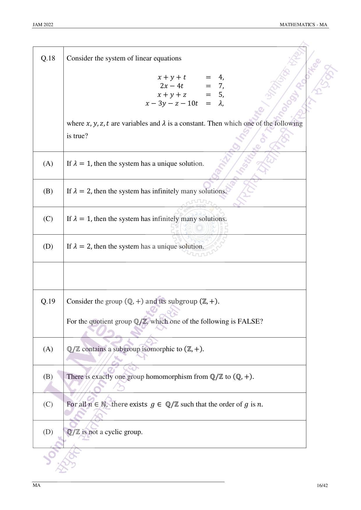 JAM 2022: MA Question Paper - Page 16