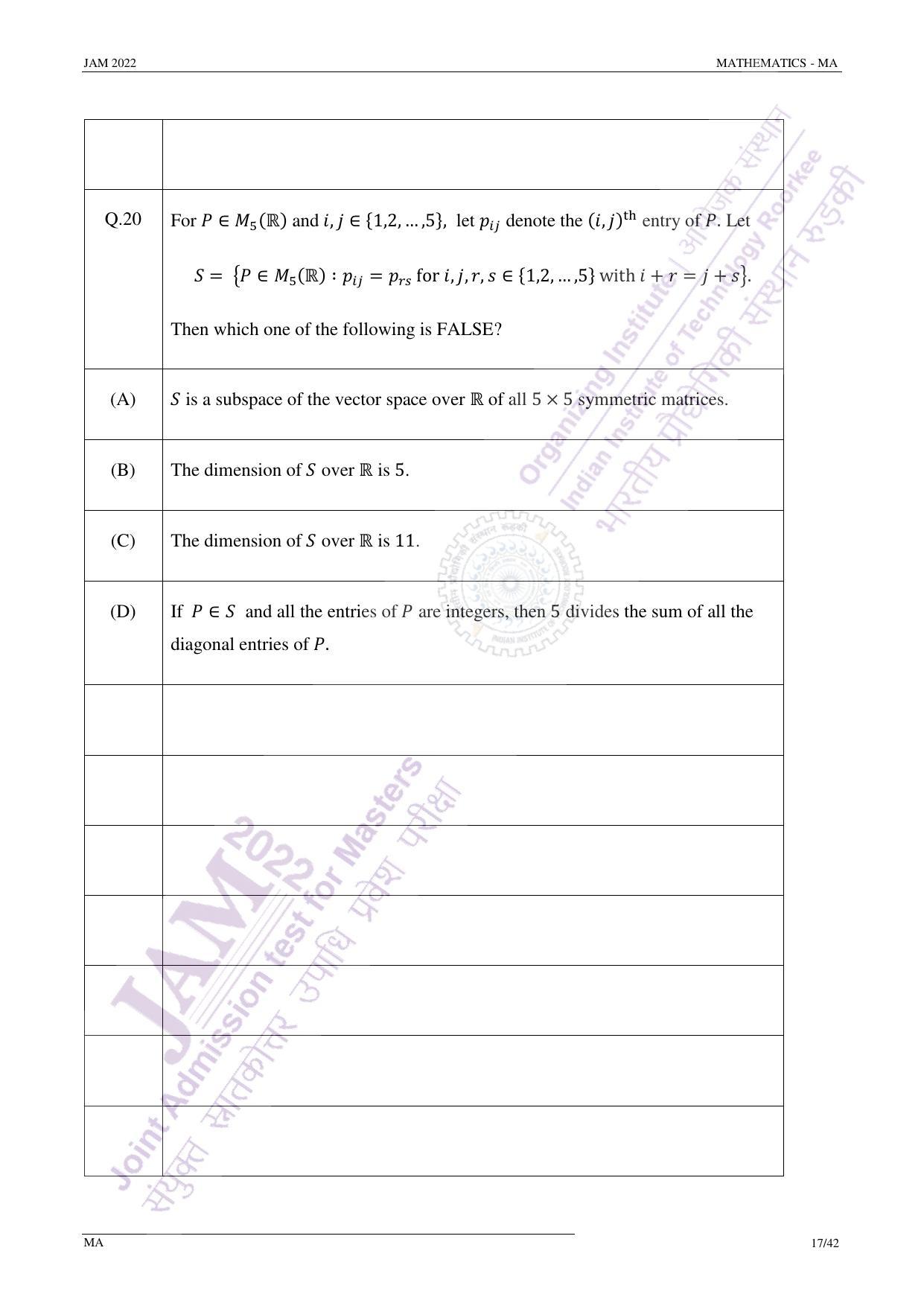JAM 2022: MA Question Paper - Page 17