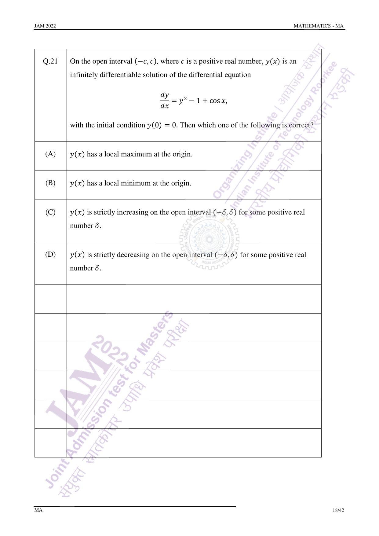 JAM 2022: MA Question Paper - Page 18