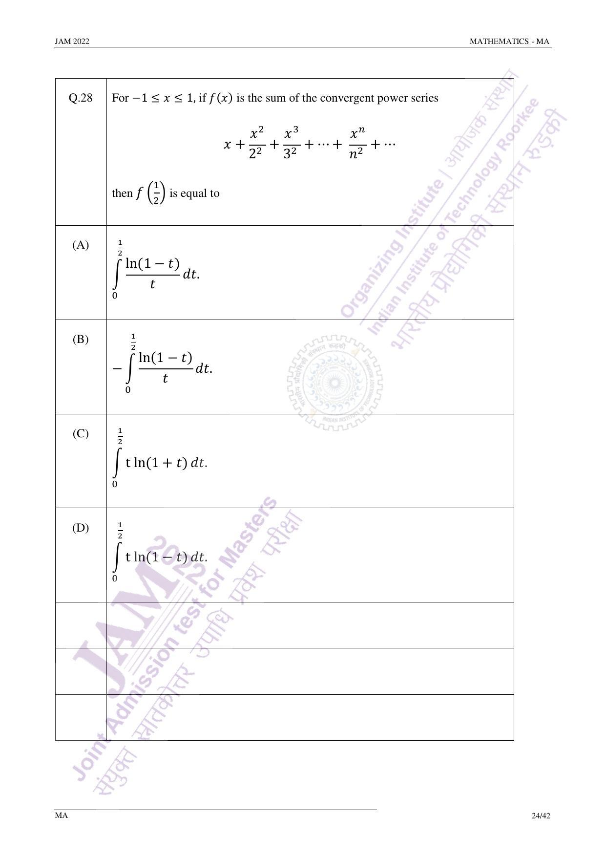 JAM 2022: MA Question Paper - Page 24