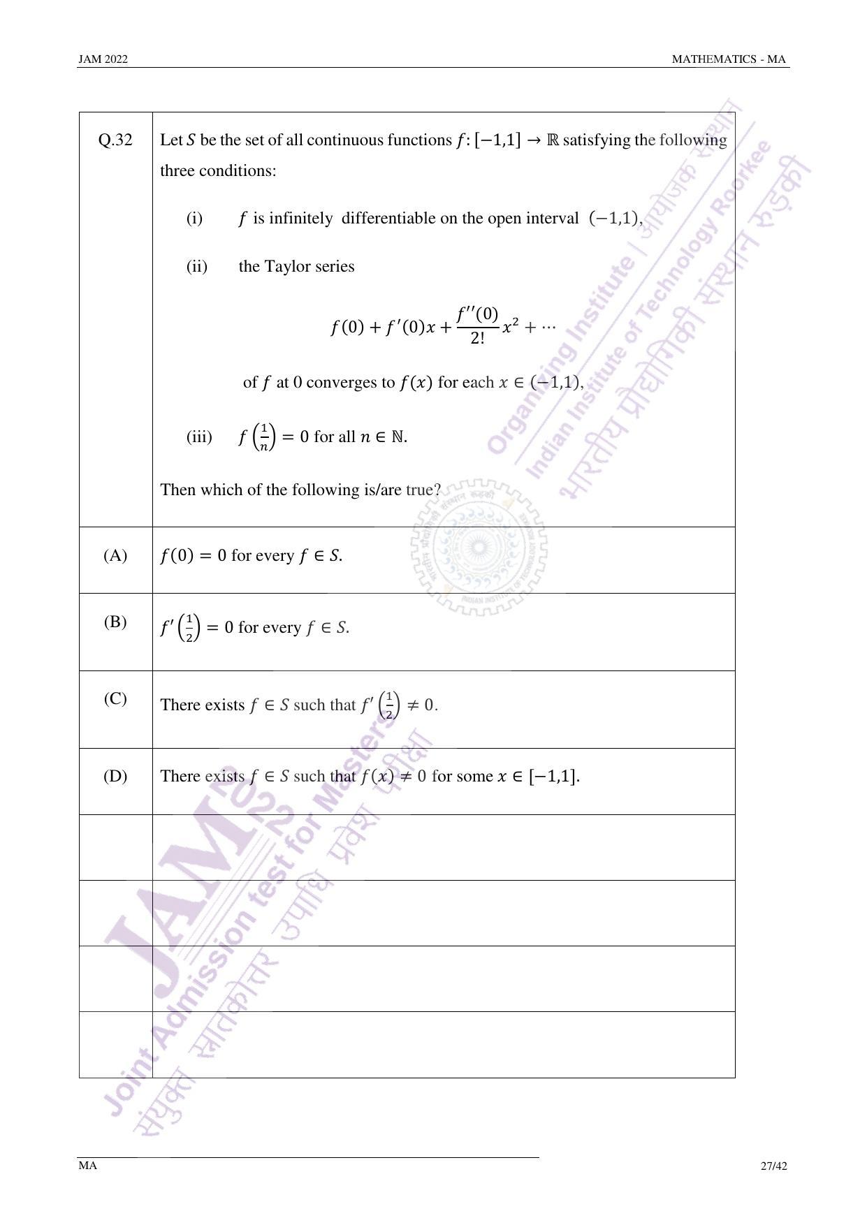 JAM 2022: MA Question Paper - Page 27