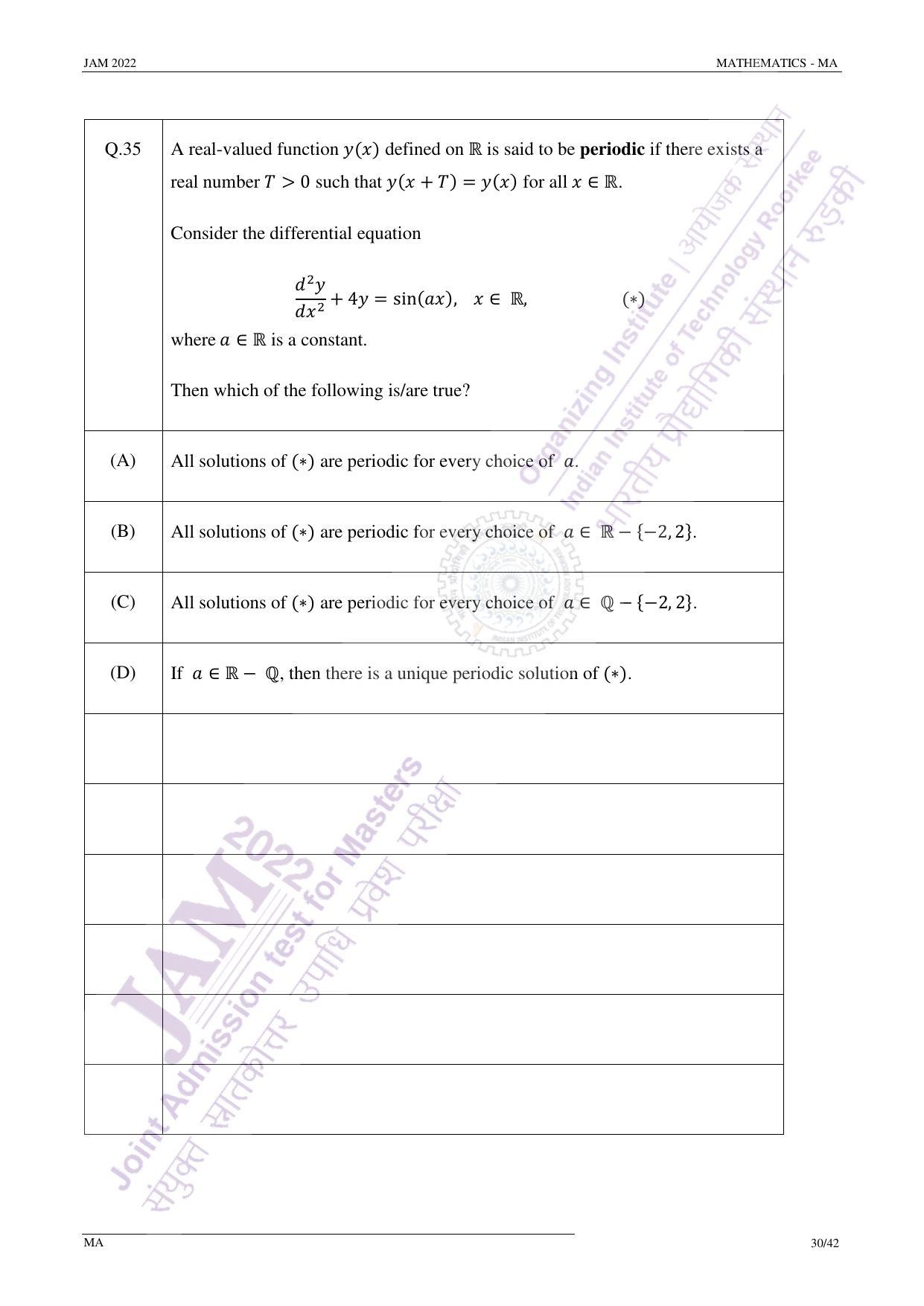 JAM 2022: MA Question Paper - Page 30