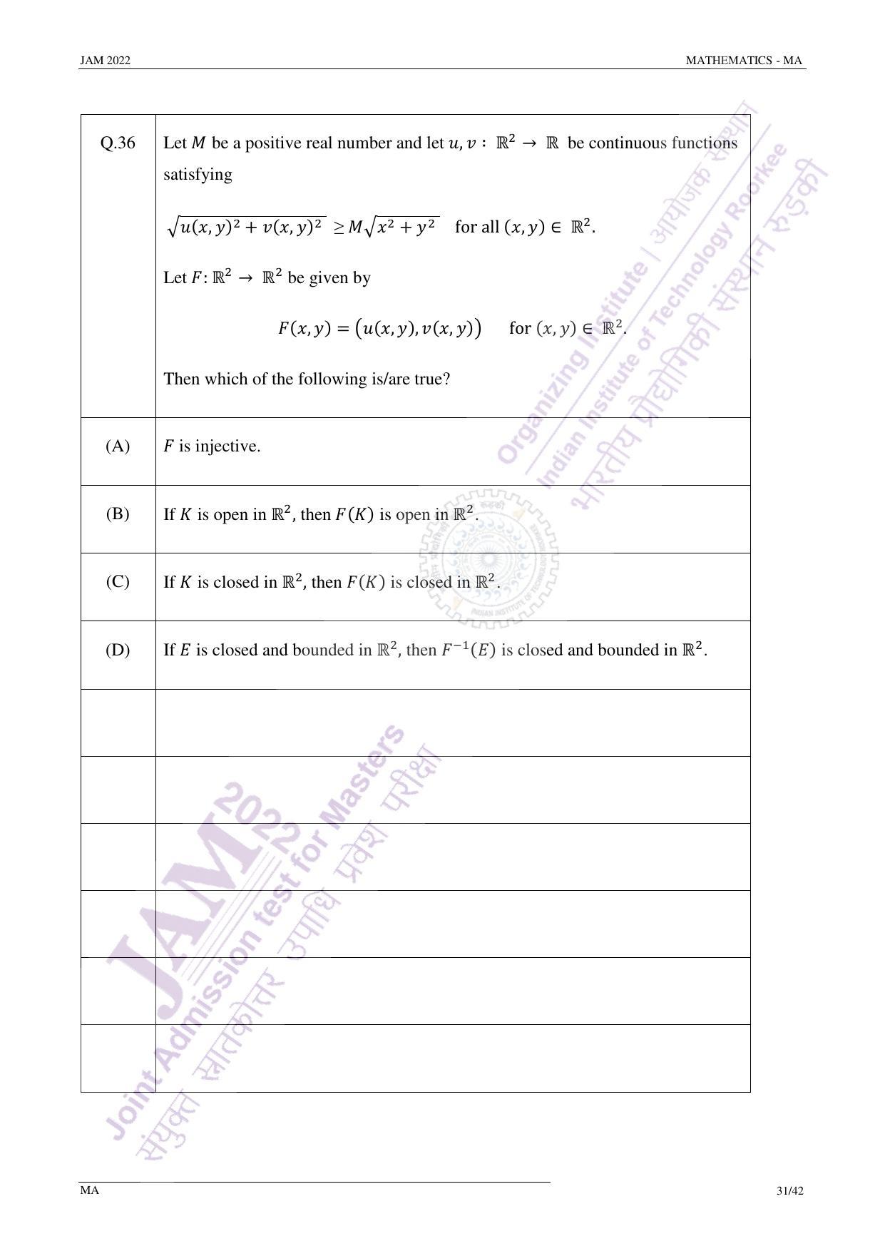 JAM 2022: MA Question Paper - Page 31