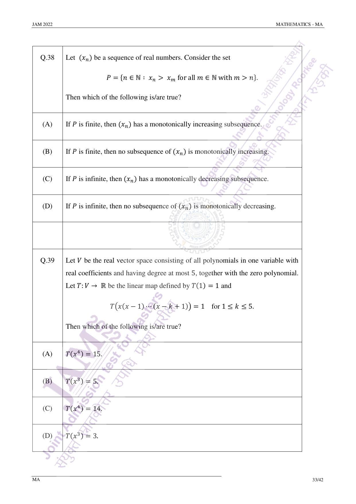 JAM 2022: MA Question Paper - Page 33