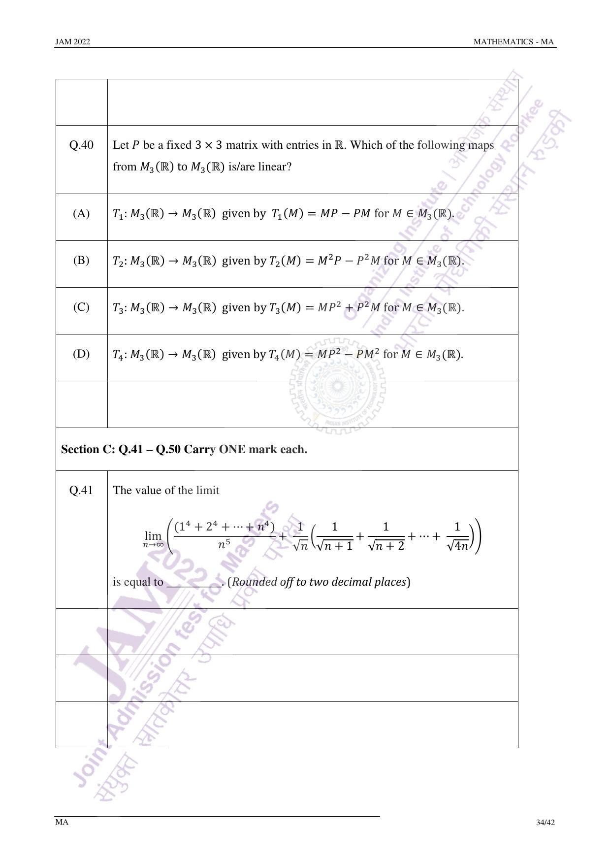 JAM 2022: MA Question Paper - Page 34