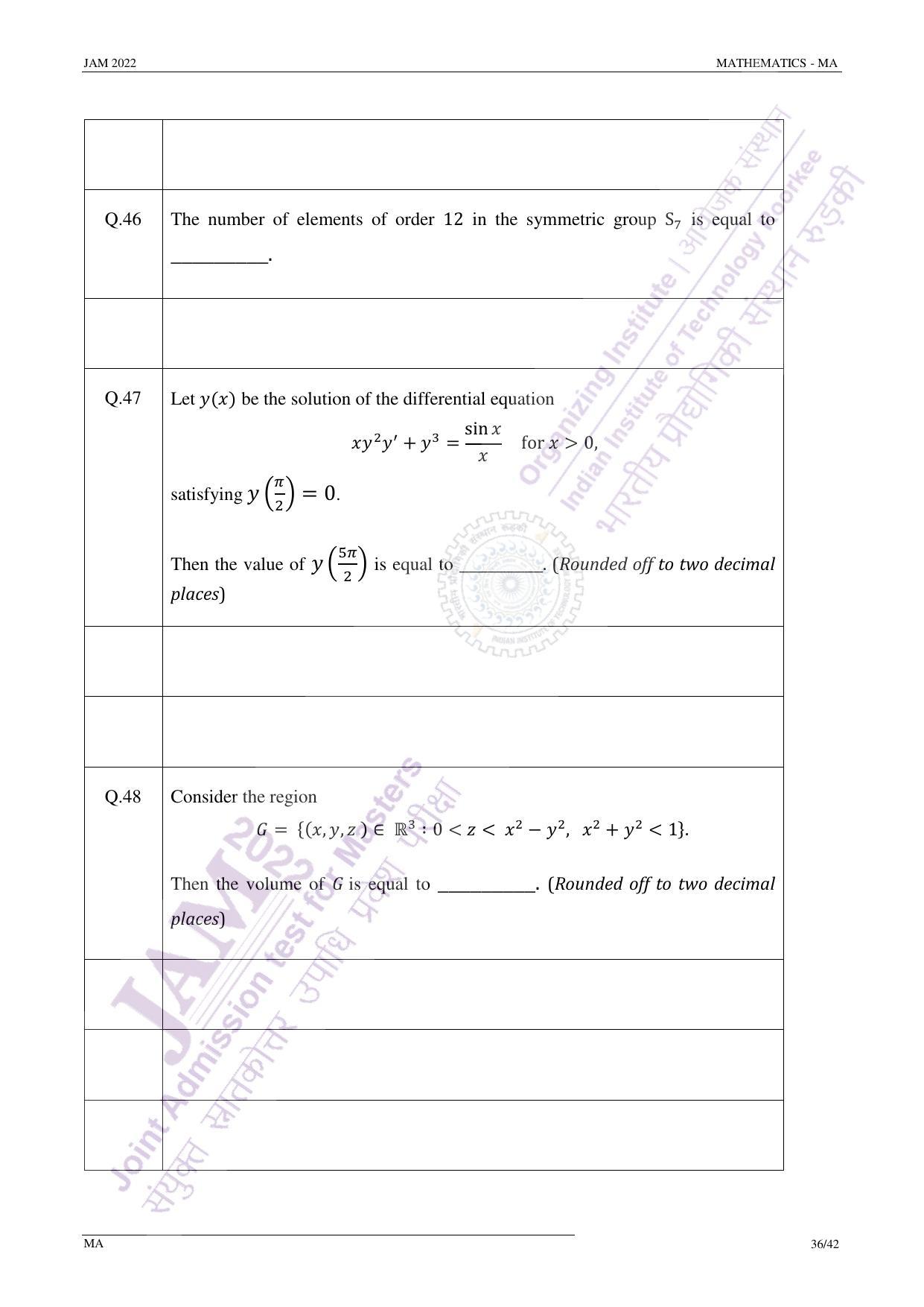 JAM 2022: MA Question Paper - Page 36
