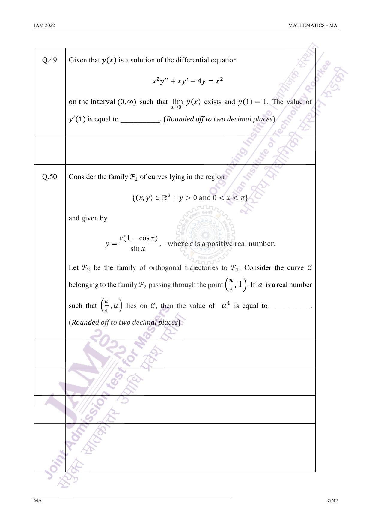 JAM 2022: MA Question Paper - Page 37