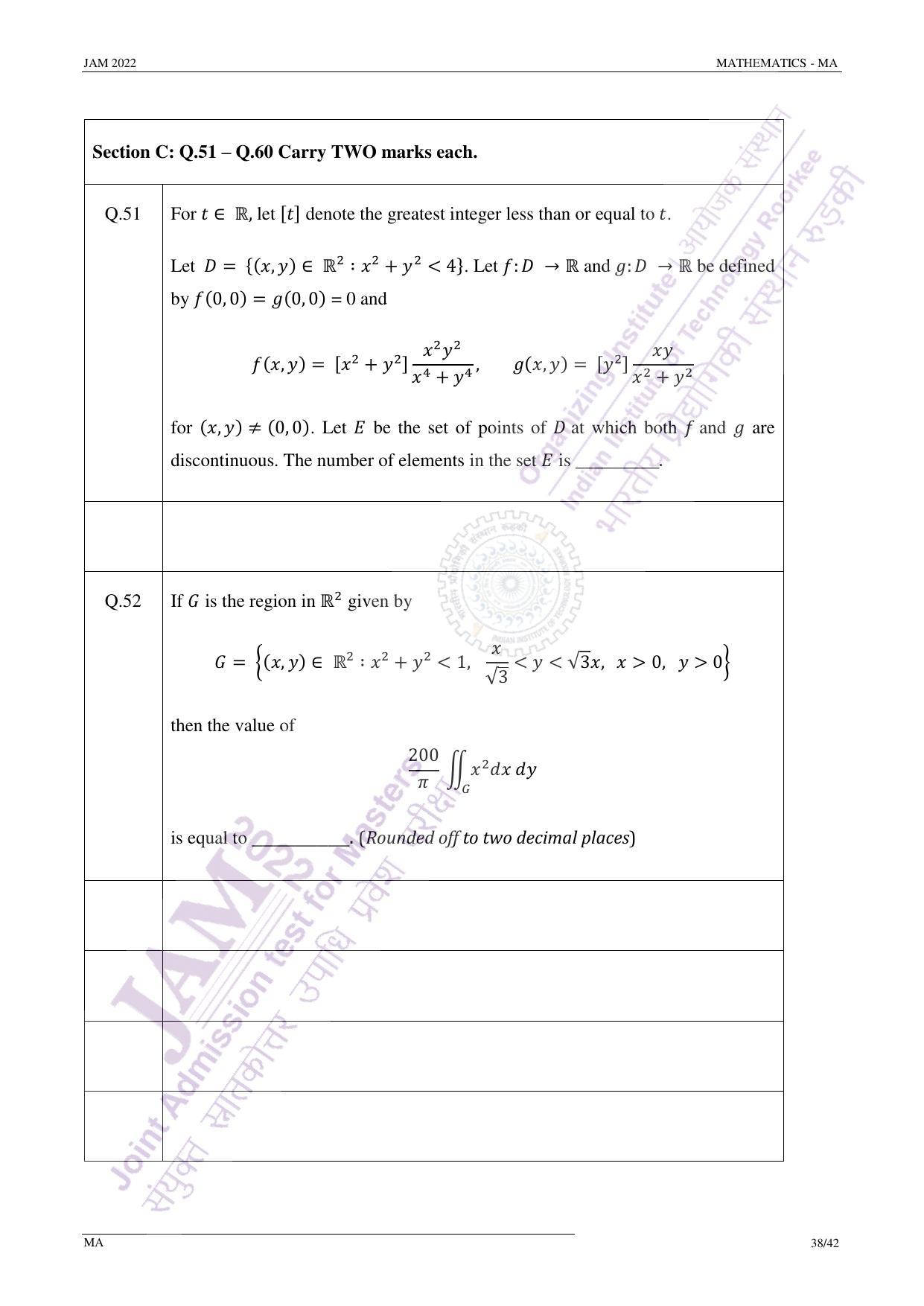 JAM 2022: MA Question Paper - Page 38